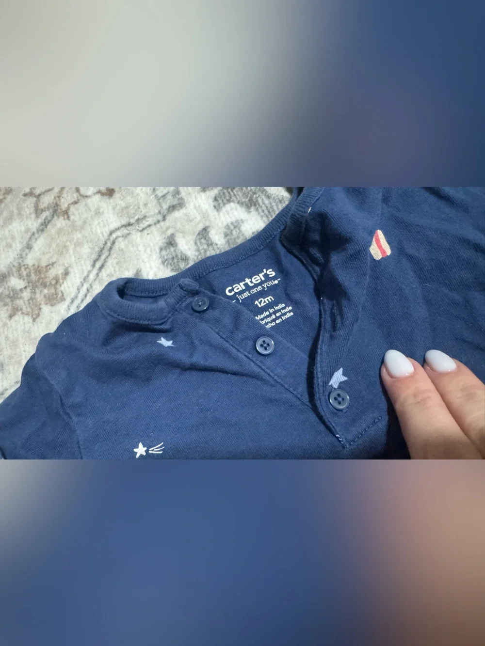Carter's Cream Camper & Navy Star Short-Sleeve Baby Rompers (2-Pack)